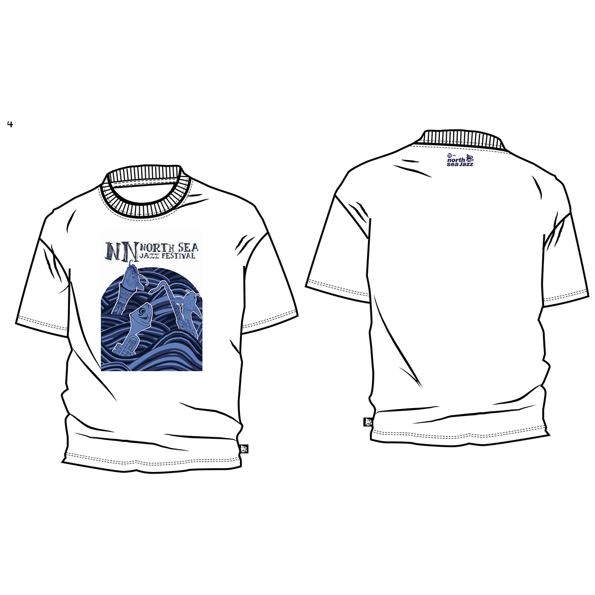 NSJ Blue Fish White T-shirt
