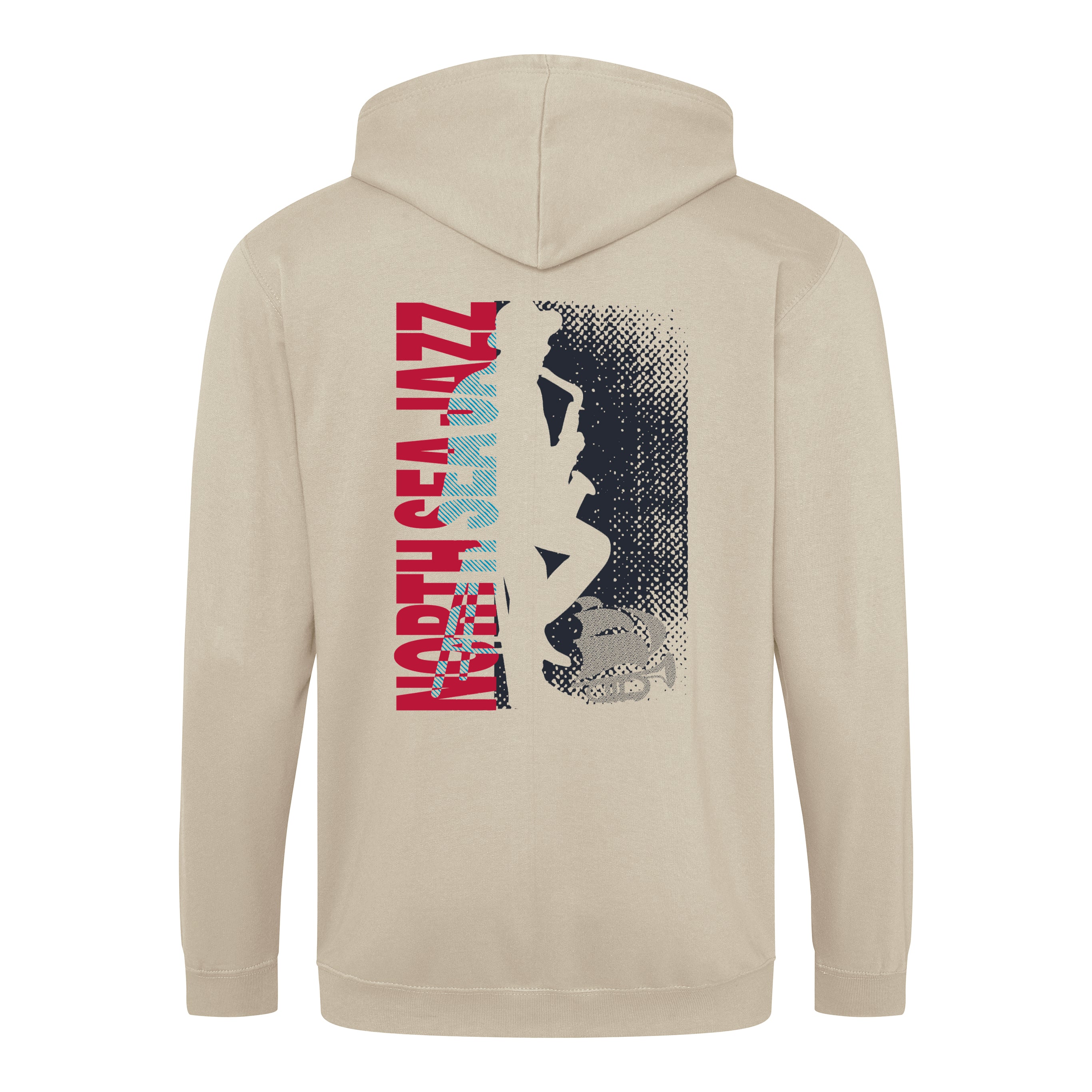 Beige hoodie with 'North Sea Jazz' graphic on the back