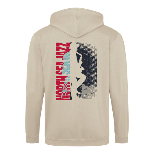 Beige hoodie with 'North Sea Jazz' graphic on the back